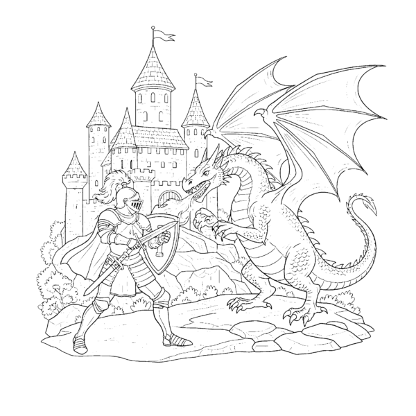 Combat chevalier dragon