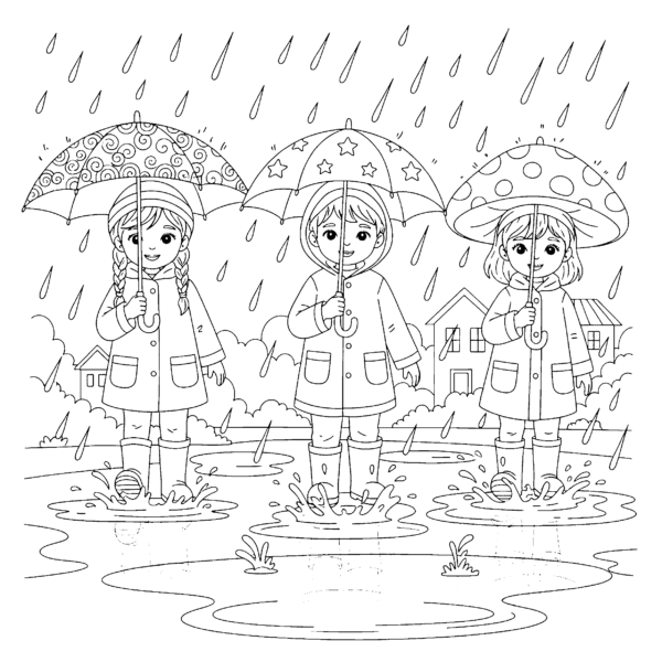 Enfants sous la pluie