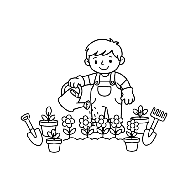 Jardinier et plantes