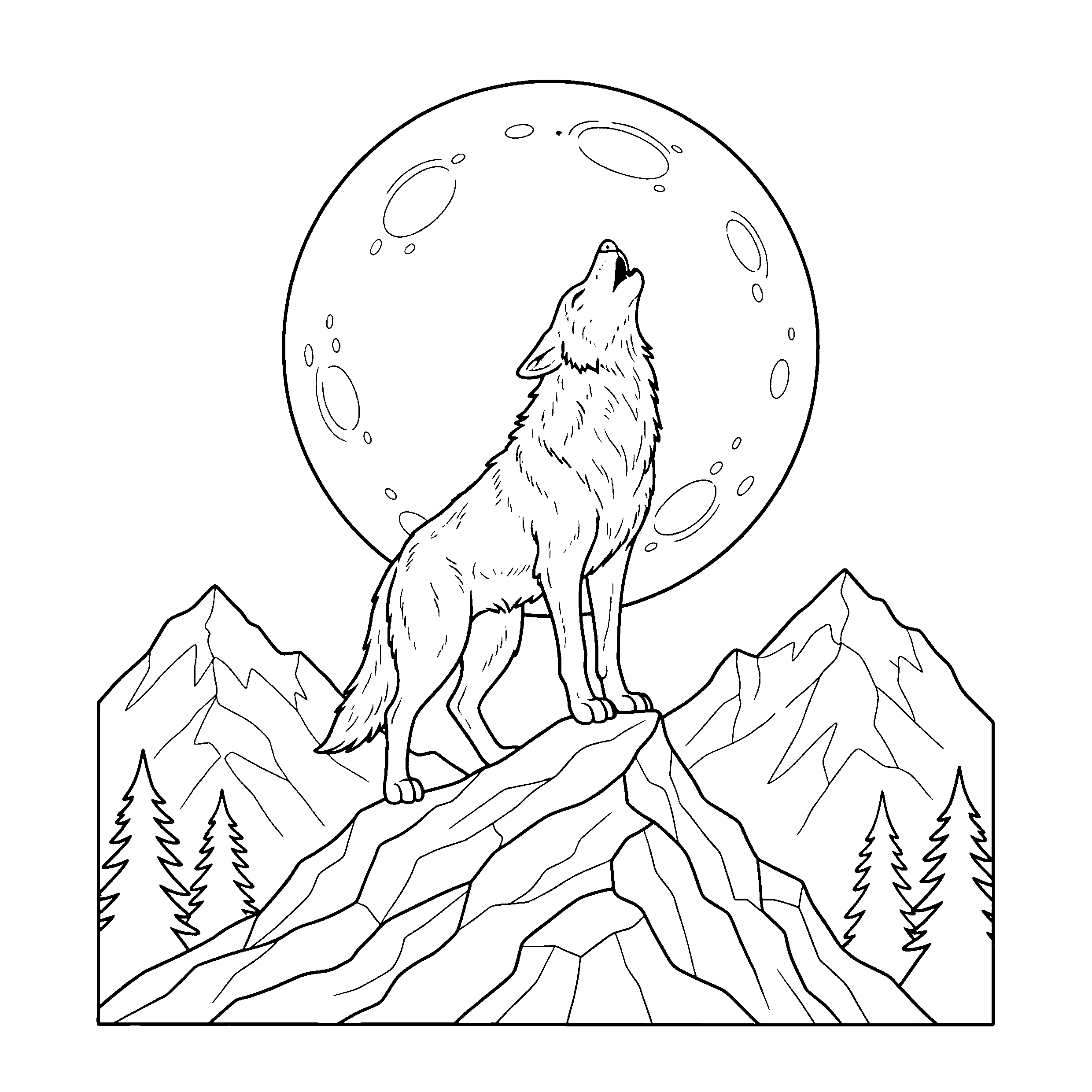 Loup à la lune