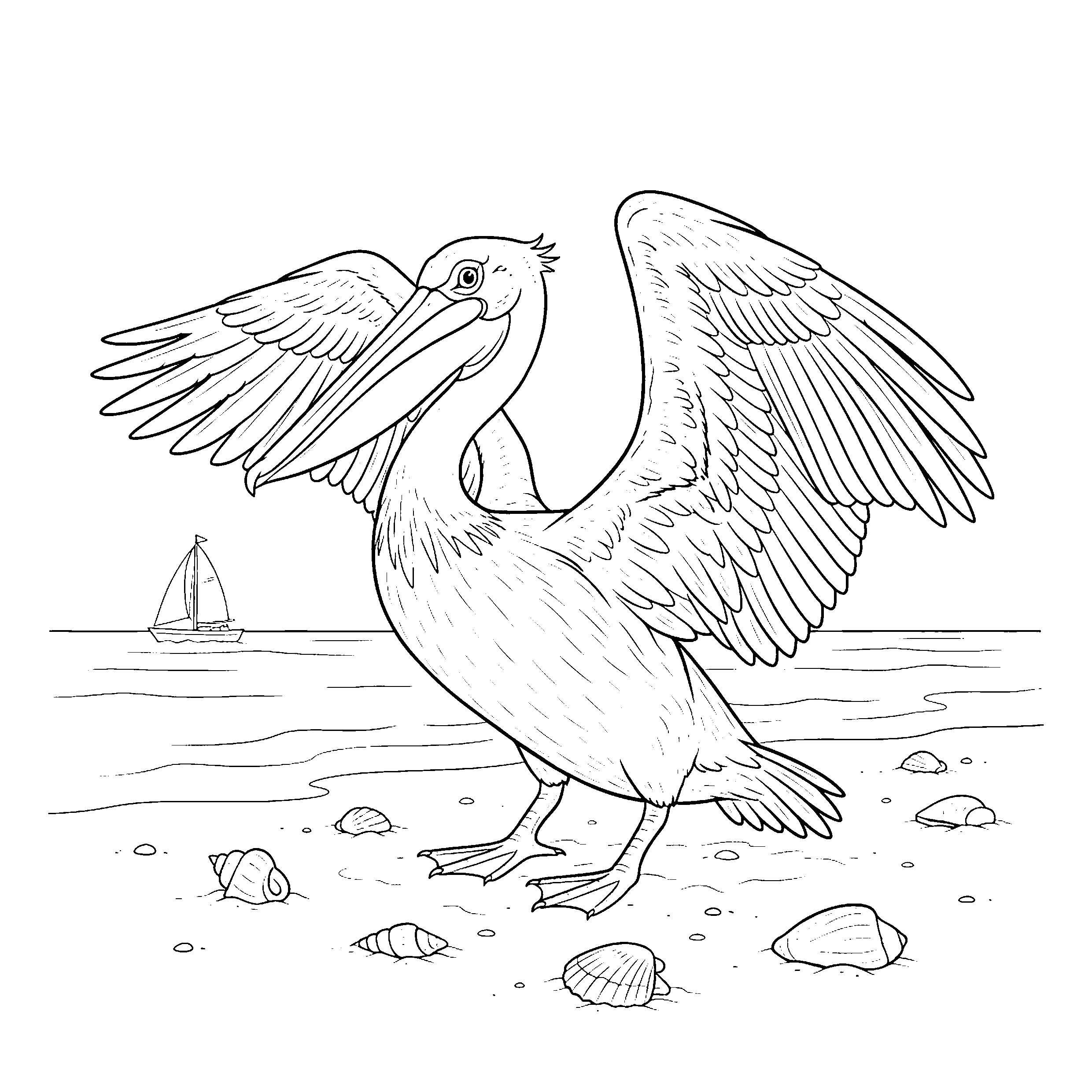 Pélican sur la plage