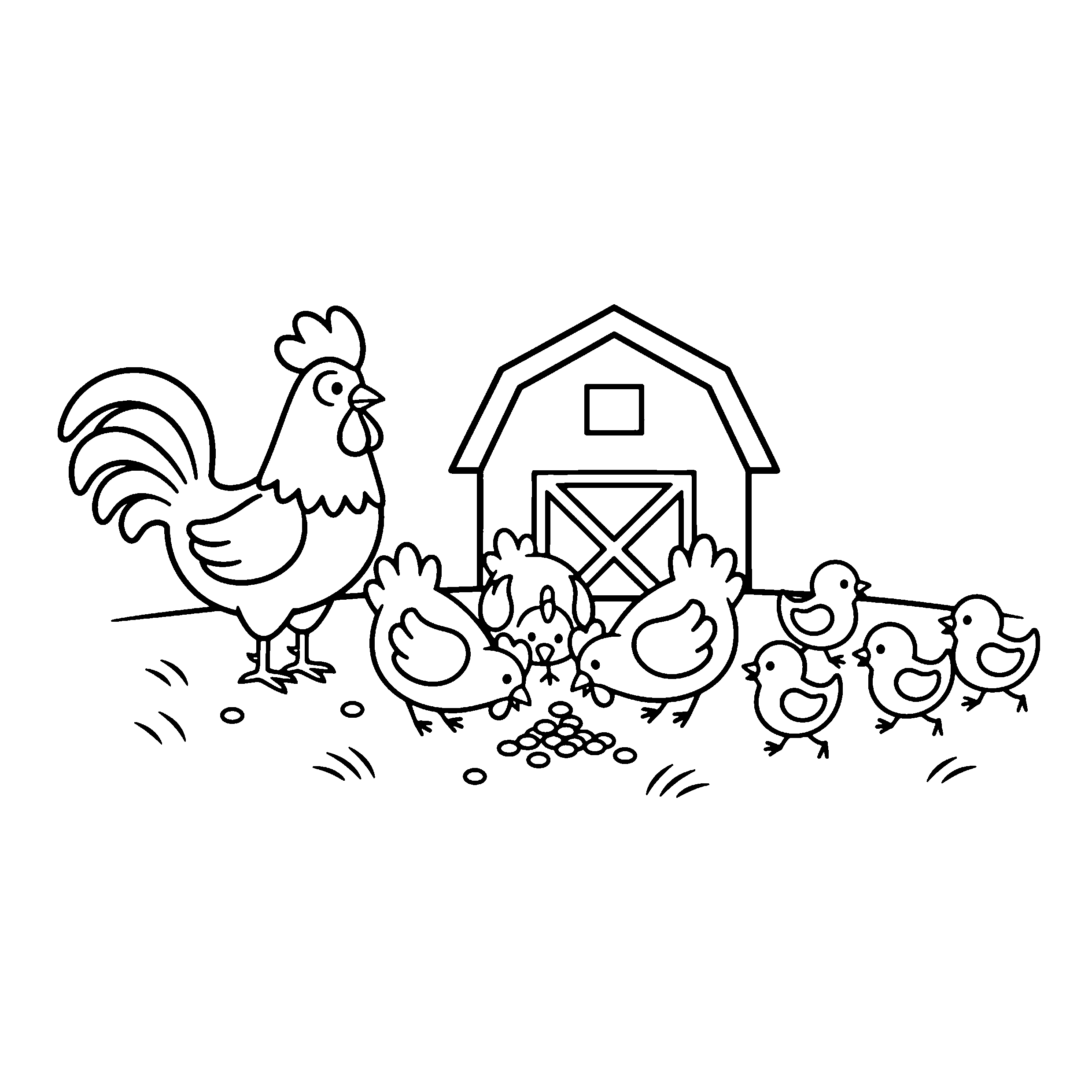 Poules à la basse-cour