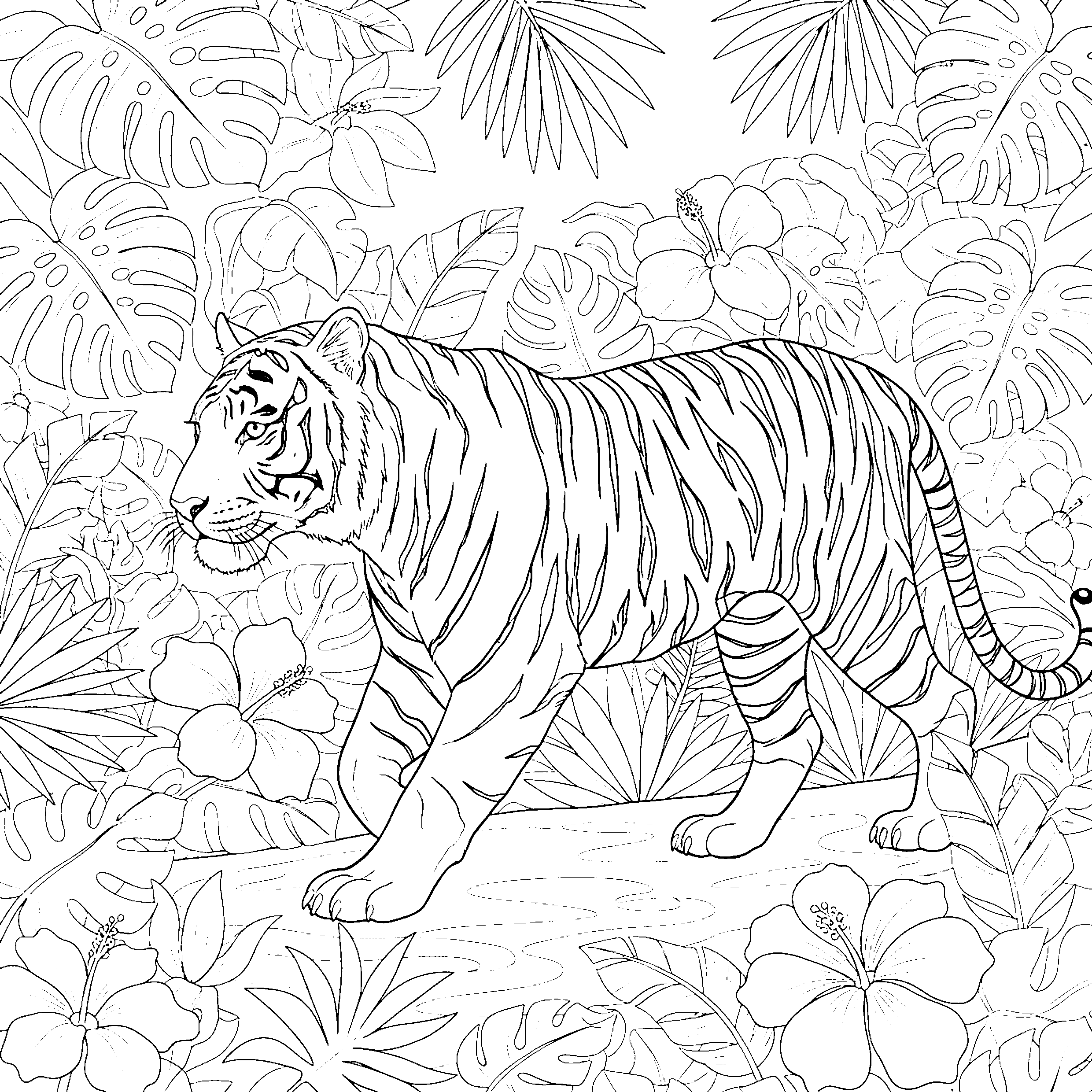 Tigre dans la jungle