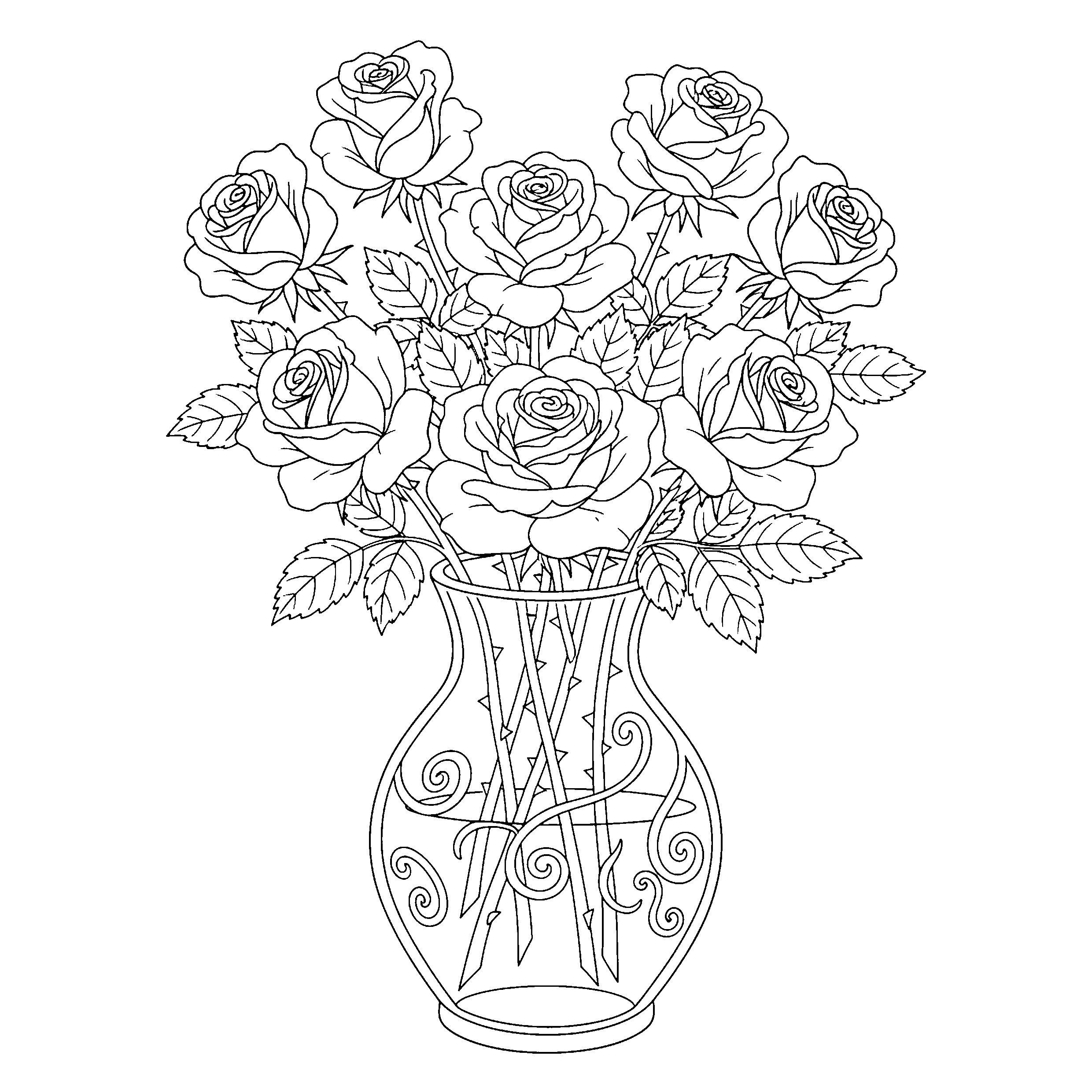 Vase de roses